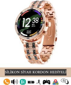 Resim SONREİR Gen12 Smartwatch 1.28 Inch Yuvarlak Taşlı Kadın Akıllı Saat Iphone Huawei Uyumlu 8-7-9 