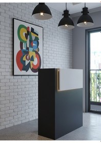 Resim Resital Ledli Karşılama Bankosu G-90 Cm Ofis Kasa Resepsiyon Masası Banko-003-4-1 