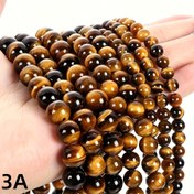 Resim 4/6/8/10mm 1 Sıra 3A Doğal Taş Sarı Kaplan Gözü Takı Yapımı İçin DIY Bileklik Aksesuar Boncuk 