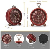 Resim Klasik Retro Çalar Saat, Kırmızı Vintage Tik Tak Etmeyen Masa Masası Küçük Çalar Saat, Pil İle Çalışan Sessiz Kuvars Hareketi Hd Cam Yatak Odası Oturma Odası İç Dekorasyon İçin 