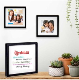 Resim Öğretmenler Günü Hediyesi Mesajlı Yapışkanlı Sök Tak Paspartulu Pola 3 'lü Çerçeve 3276-3 