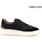 Resim Gönderi R Kadın Siyah Lastik Bağcıklı Dolgu Taban Hakiki Deri Sneaker Ddza83742855 Siyah 