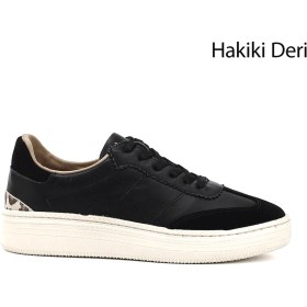 Resim Gönderi R Kadın Siyah Lastik Bağcıklı Dolgu Taban Hakiki Deri Sneaker Ddza83742855 Siyah 