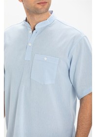 Resim Kısa Kol Şile Bezi Hakim Yaka Erkek Tshirt Buz Mavi 3027 