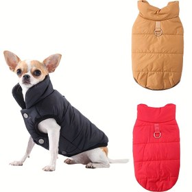 Resim Kışlık ve Sonbaharlık Evcil Hayvan Ceketi, Dış Mekan Yürüyüşü İçin Sıcak Köpek Montu ile Tasma Halkası 