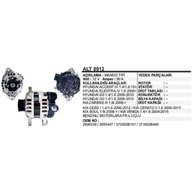 Resim REMARK ALTERNATÖR MANDO 12V.90A HYUNDAI I20/I30/ACCENT IV 1,4 2011> 