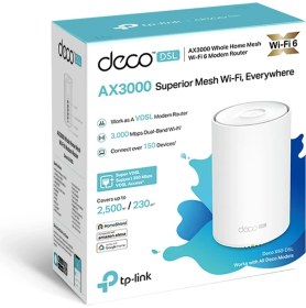 Resim TP-Link Deco X50-DSL(1-pack) Fiber Destekli Wi-Fi 6 VDSL Mesh Modemi | AX3000 Mbps Hız | Çift Bant | 1 Gbps Port | 150 Cihaz | 230 m² Kapsama Alanı | WPA3 | Mobil Uygulama ile Kolay Kurulum 