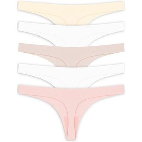 Resim Cottonhill Basic Lazer Kesim Tanga Külot 5'li Paket Renkli-6 Çok Renkli 