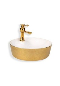 Resim Lena - Tezgah Üstü Porselen Lavabo - E-5001a- Altın 