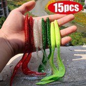 Resim 15 Adet TPE Yumuşak Solucan Yemi, Karışık Renkler, Kıvrık Kuyruklu, Silikon, Poşet Paketi, Sazan ve Levrek Balığı İçin, Gerçekçi Yem, Dayanıklı Plastik Solucan, Uzun Ömürlü Olta Yemi, Sport Balıkçılık, Tatlısu Avı 