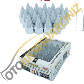 Resim A Kalite Mefsa Bijon Kapağı Sivri 17 Mm Krom 20 Li Set 
