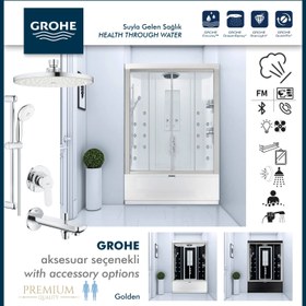Resim Duvardan Duvara Küvetli Buharlı | Jakuzili | Masajlı Compact Duşakabin | Mod - 70x180 / Siyah / Küvetli 