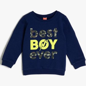 Resim Erkek Bebek Yazılı Baskılı Sweatshirt 