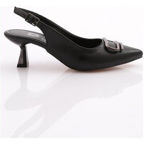 Resim Dgn K16 Kadin Arkasi Açik Topuklu Ayakkabi K16-1510-R1534 Siyah 