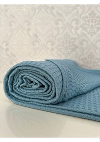 Resim Premium %100 Pamuk Çift Kişilik Yazlık Pike, Yatak Örtüsü, Terletmez Kumaş Petrol Mavisi 240x200cm Petrol 