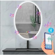 Resim 60x80 H Cm Bluetoothlu Buğu Çözücülü Dokunmatik Işıklı Ledli Elips Banyo Aynası 