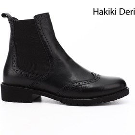 Resim GÖNDERİ(R) Kadın / Kız Siyah Floter Kauçuk Taban Hakiki Deri Chelsea Bot 