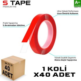 Resim S-dizayn Çift Taraflı Bant 10mm X 33 Metre Şeffaf Silikon Vhb Bant 40'lı Koli A+kalite 