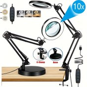 Resim Modern 10x USB Büyüteç Masa Lambası, Metal Sarkaç Kol Tasarımı, Ayarlanabilir Parlaklık, 3 Renk Modu, Kablo, Switch Kontrolü, Uzay Temalı, Işık Kaynağı Dahil, Tırnak Sanatı, Onarım, Okuma, Çeşitli Oda Tipleri için 