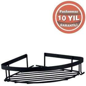 Resim Çelik Banyo Paslanmaz Çelik Zerrin 19x19 Cm Şampuanlık Banyo Rafı Süngerlik Mat Siyah Siyah 