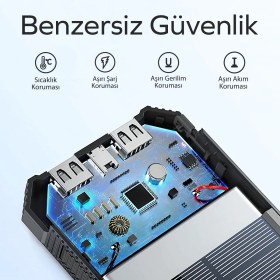 Resim Woyax Güneş Enerjili Solar Powerbank 10000MAH LED Işıklı Taşınabilir Batarya Şarj Cihazı Siyah 