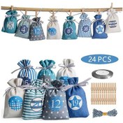 Resim Yeniden Kullanılabilir Advent Takvimi, Kendinizi Doldurabileceğiniz Boş Noel Advent Takvimi, Ahşap Klipsli Ve Kenevir İpli Asılı Advent Takvimi, Noel 