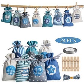 Resim Yeniden Kullanılabilir Advent Takvimi, Kendinizi Doldurabileceğiniz Boş Noel Advent Takvimi, Ahşap Klipsli Ve Kenevir İpli Asılı Advent Takvimi, Noel 