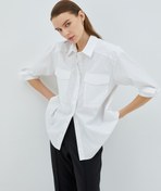 Resim Oversize Pamuklu Gömlek Cep Detaylı 