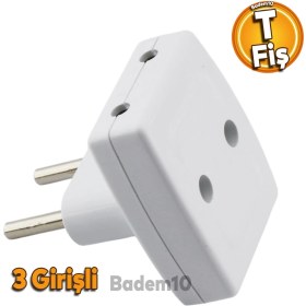 Resim Badem10 3'lü T Fiş Priz Golyat Çoklu Grup Priz Çoğaltıcı Üçlü Golyat Elektrik Prizi 