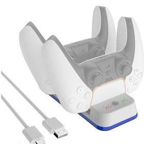 Resim Jys P5116 Ps5 İçin Gösterge Işığı İle Kablosuz Saplı Çift Şarj İstasyonu 