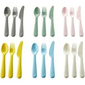 Resim 18 Parça Çatal Kaşık Bıçak Seti Çocuklar Için Karışık Renk Çok Renkli 