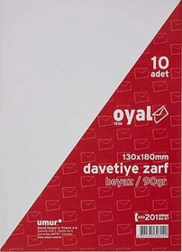 Resim Oyal Davetiye Zarfı Beyaz 13x18mm 90gr 10 Lu 