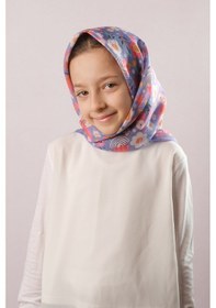 Resim Hürrem Bone Mor Dijital Baskılı Çocuk Tesettür Eşarp Pamuk Polyester Kelebek Desenli 6003 22 Mor 