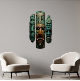 Resim Aztec Totem Trio Metal Tablo 