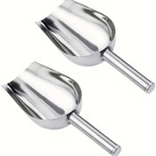 Resim 1 adet/2 adet Metal Buz Küreği Mutfak Buz Yapıcı için Buz Küreği, Bar Partisi Düğün Evcil Köpek Yemi için Küçük Yiyecek Kürekleri, Paslanmaz Çelik Gümüş 