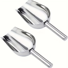 Resim 1 adet/2 adet Metal Buz Küreği Mutfak Buz Yapıcı için Buz Küreği, Bar Partisi Düğün Evcil Köpek Yemi için Küçük Yiyecek Kürekleri, Paslanmaz Çelik Gümüş 