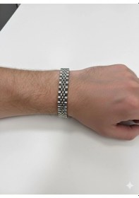 Resim Siyah Deri / Çelik Erkek Deri Bileklik 20 Cm - Ebl0040 Çok Renkli 