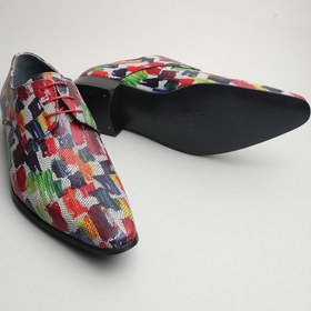 Resim Gondol Erkek Hakiki Deri Sivri Burun Özel Deri Tasarımlı Kundura Tz.615 