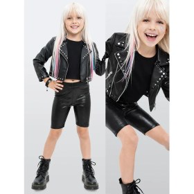 Resim Denokids Kız Çocuk Tayt Siyah Parlak Metalik Disco Tayt Dizüstü Varak Kumaş 