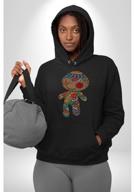 Resim Voofoo Bebeği Doll Doldurulmuş Bebek Kadın Erkek Siyah Kapüşonlu Sweatshirt Hoodie Siyah 