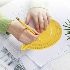 Resim Badem10 Plastik Açı Bulucu Gönye 0-180° Derinlik Kare Köşe Cetvel Ölçme Kaynakçı Mimar Marangoz Çizim 