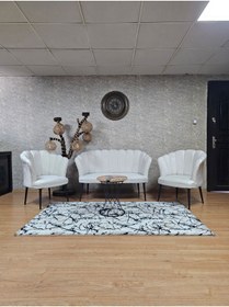 Resim SEVİNÇ MOBİLYA Papatya Çay Seti Koltuk Takımı Siyah Boyalı Sivriltme Ayak, Balkon, Salon, Ofis, Cafe Koltuk Takımı 