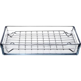 Resim Paşabahçe Arda Türkmen Premium Dikdörtgen Borcam Cam Tepsi 36,7 cm x 25,7 cm Çelik Tel Izgaralı 