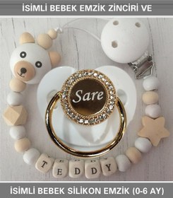 Resim Sahi Aksesuar İsimli Bebek Emzik Zinciri ve Bebek Silikon Emzik BEZYI238 Pembe 