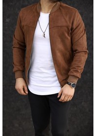 Resim Erkek Bomber Ceket Kahve Süet 