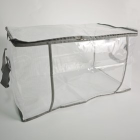 Resim Şeffaf Yatak Örtüsü Saklama Çantası - Güçlendirilmiş Sap, Fermuar, Taşınabilir ve Dayanıklı Plastik Malzeme Saklama Çantası, Günlük Stil, Saklama ve Seyahat için Uygun 