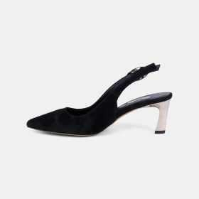 Resim Desa Kadın Siyah Slingback Sivri Burunlu Süet Stiletto 