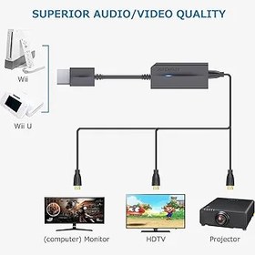 Resim AUTOUTLET Wii - HDMI adaptörü, Wii Hdmi 1080P/720P Full HD dönüştürücü, 3,5 mm video ses çıkışı soketi, Nintendo Wii, TV monitör, projektör, televizyon için, (siyah) 
