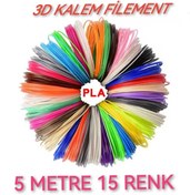 Resim dvrktasarım Divrak3d Filament Pla 1.75mm Pla 15 Renk X 5 Metre 3 Boyutlu Kalem Flamenti 