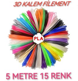 Resim dvrktasarım Divrak3d Filament Pla 1.75mm Pla 15 Renk X 5 Metre 3 Boyutlu Kalem Flamenti 
